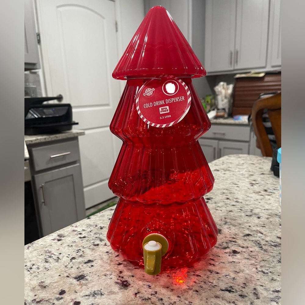 Christmas Tree Plastic Cold Drink Dispenser NWT.